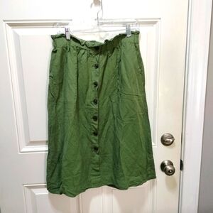 Madewell Olive Button-Down A-Line Skirt